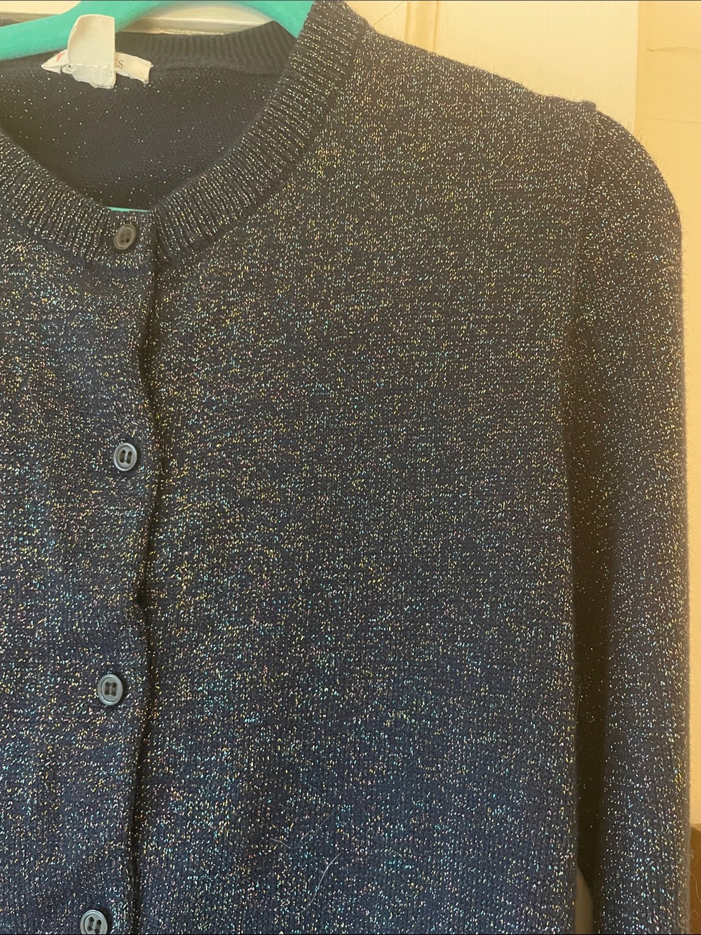 Crewcuts Navy Sparkle Button-Front Cardigan Girls 12/14 never worn